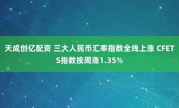 天成创亿配资 三大人民币汇率指数全线上涨 CFETS指数按周涨1.35%